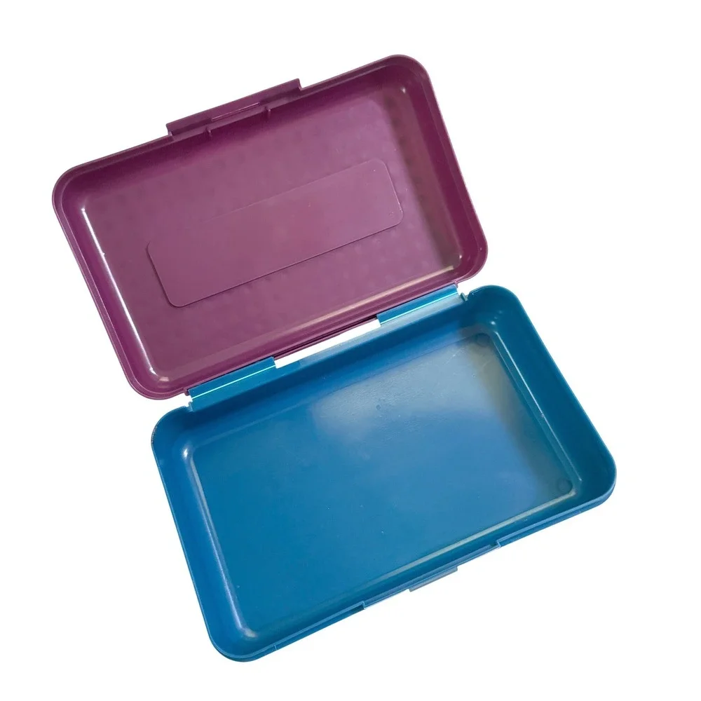Spacemaker Pencil Box Purple Teal Vintage 90s Plastic School Supply Storage Case